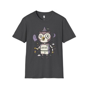 Dreamy Owl T-Shirt | Whimsigoth Graphic Tee, Mystical Unisex Shirt, Reader Gift Dark Heather