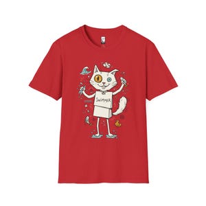 Turkish Van Cat Swimming Graphic Tee | Funny Water Loving Unisex Shirt Red