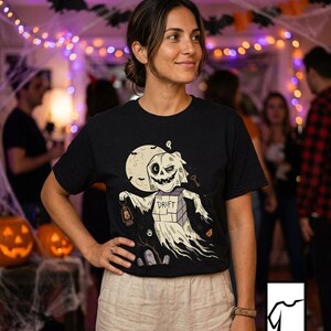 Unisex Ghost T-Shirt | Vintage Halloween Print | Spooky Graveyard Graphic Tee | Retro Ghost T-Shirt