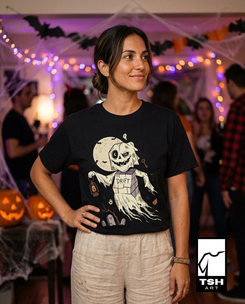 Unisex Ghost T-Shirt | Vintage Halloween Print | Spooky Graveyard Graphic Tee | Retro Ghost T-Shirt