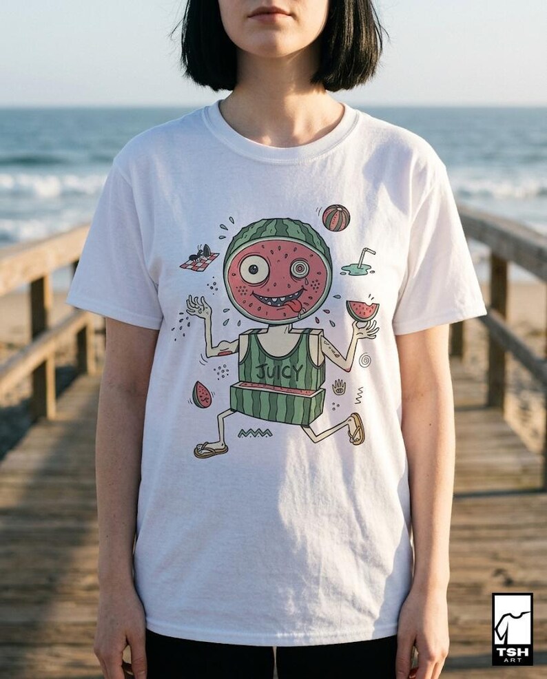 Funny Watermelon T-Shirt | Juicy Summer Graphic Tee, Quirky Fruit Lover Shirt