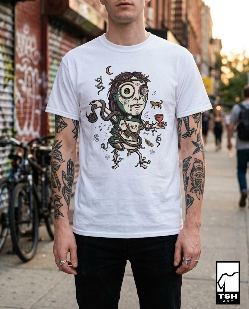 Psychedelic T-Shirt | Ayahuasca Mother Graphic Tee, Shaman Spiritual Unisex Shirt, Trippy Gift for Her Him