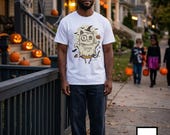 Halloween Cat Ghost Shirt | Funny Witch Cat Tee | Spooky Season Graphic T Shirt | Trick or Treat Costume Top | Cat Mom Gift | Fall Tee