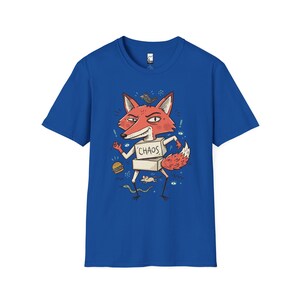 Chaos Fox T-Shirt | Mischievous Fox Illustration, Indie Lowbrow Art Tee Royal