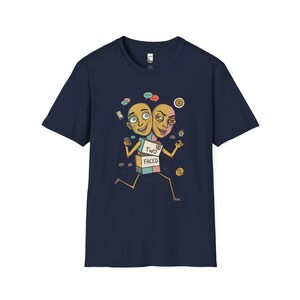 Gemini T-Shirt | Funny Dual Zodiac Illustration, Astrology Graphic Tee Navy