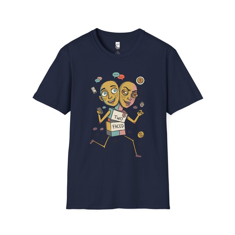 Gemini T-Shirt | Funny Dual Zodiac Illustration, Astrology Graphic Tee Navy
