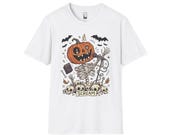 Scream Skeleton Halloween Shirt | Pumpkin Rocker T Shirt | Metal Horror Tee | Retro Fall Concert Top | Gothic Rock Clothes | Unisex Gift