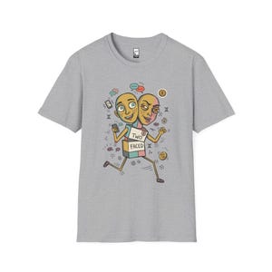 Gemini T-Shirt | Funny Dual Zodiac Illustration, Astrology Graphic Tee Sport Grey