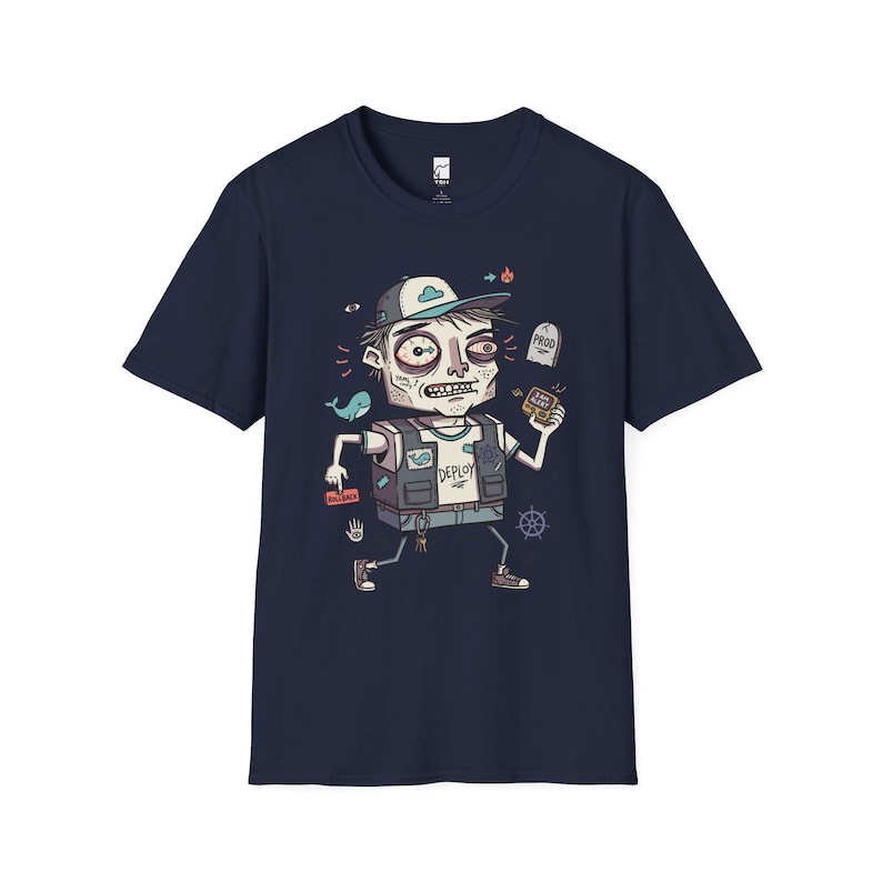 DevOps Engineer T-shirt | Rolig CI CD Deployment Graphic Tee, Sysadmin Coder T-shirt Navy