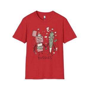 Stoner Buddies T-Shirt | Funny 420 Graphic Tee, Smoke Buddy Unisex Shirt, High Vibes Stoner Gift Red