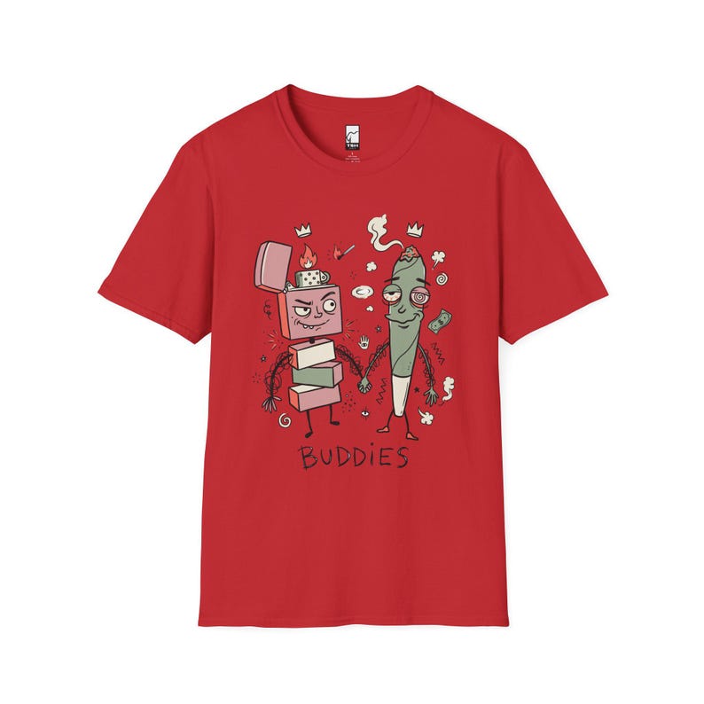 Stoner Buddies T-Shirt | Funny 420 Graphic Tee, Smoke Buddy Unisex Shirt, High Vibes Stoner Gift Red