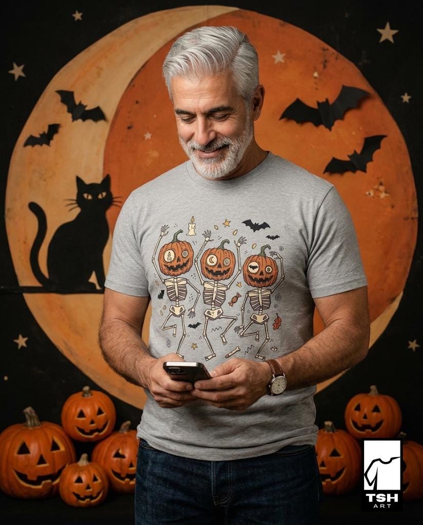 Dancing Pumpkin Skeletons T-Shirt | Halloween Jack-o'-Lanterns