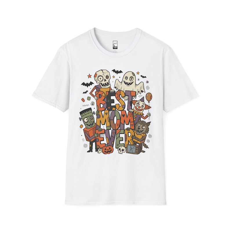Bästa mamma någonsin Halloween-tröja | Spooky Mama T-shirt | Söt monstergrafik-tröja | Skräckmamma hösttopp | Retro läskiga kläder | Unisex present White