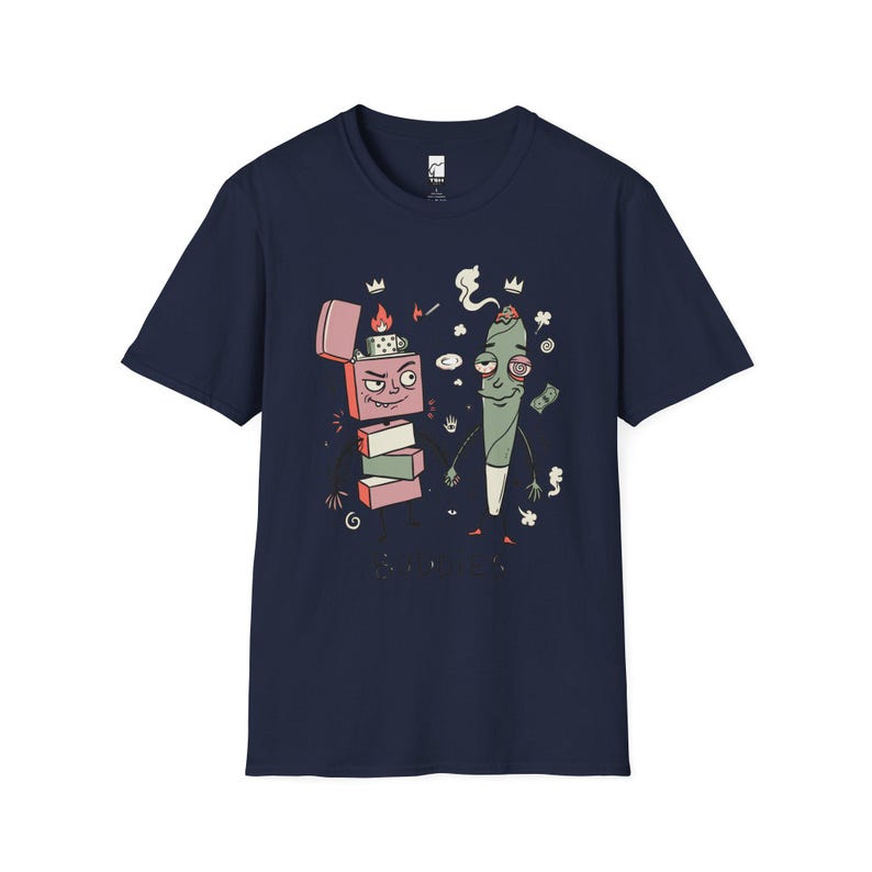 Stoner Buddies T-Shirt | Funny 420 Graphic Tee, Smoke Buddy Unisex Shirt, High Vibes Stoner Gift Navy