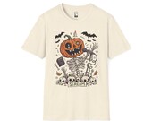 Scream Skeleton Halloween Shirt | Pumpkin Rocker T Shirt | Metal Horror Tee | Retro Fall Concert Top | Gothic Rock Clothes | Unisex Gift