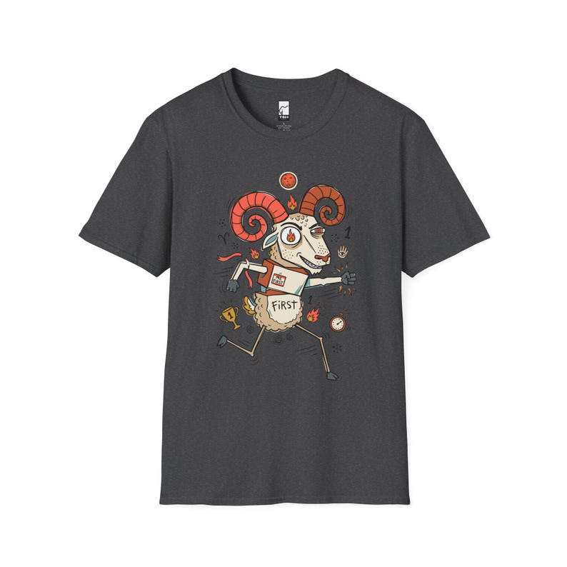 Aries Ram Graphic Tee | Funny Zodiac Astrology Unisex Shirt Dark Heather
