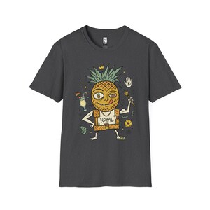 Royal Pineapple King T-Shirt | Funny Tropical Graphic Tee, Hawaiian Vibe Shirt Dark Heather