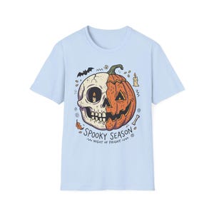 Spooky Season Halloween Shirt | Skull Pumpkin T Shirt | Retro Horror Graphic Tee | Creepy Fall Outfit | Gothic Autumn Wear | Unisex Gift image 16