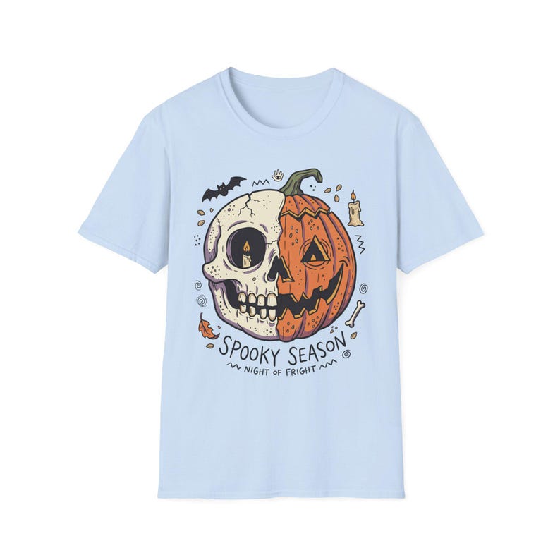 Spooky Season Halloween Shirt | Skull Pumpkin T Shirt | Retro Horror Graphic Tee | Creepy Fall Outfit | Gothic Autumn Wear | Unisex Gift image 16