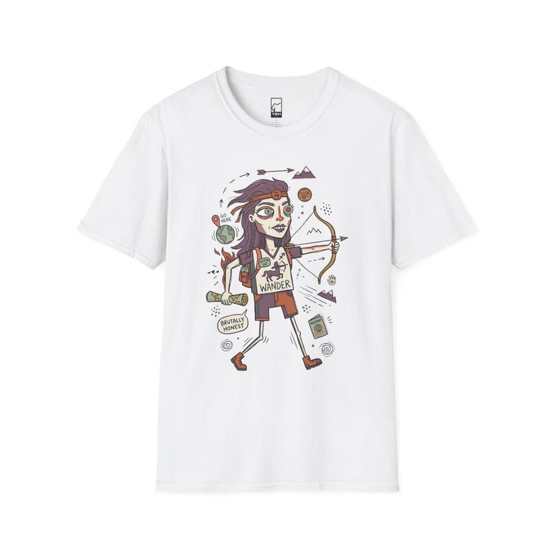Schütze T-Shirt | Lustiges Sternzeichen Grafik T-Shirt, Fernweh Astrologie Unisex Shirt, Schütze Geburtstagsgeschenk White