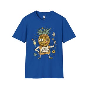 Royal Pineapple King T-Shirt | Funny Tropical Graphic Tee, Hawaiian Vibe Shirt Royal