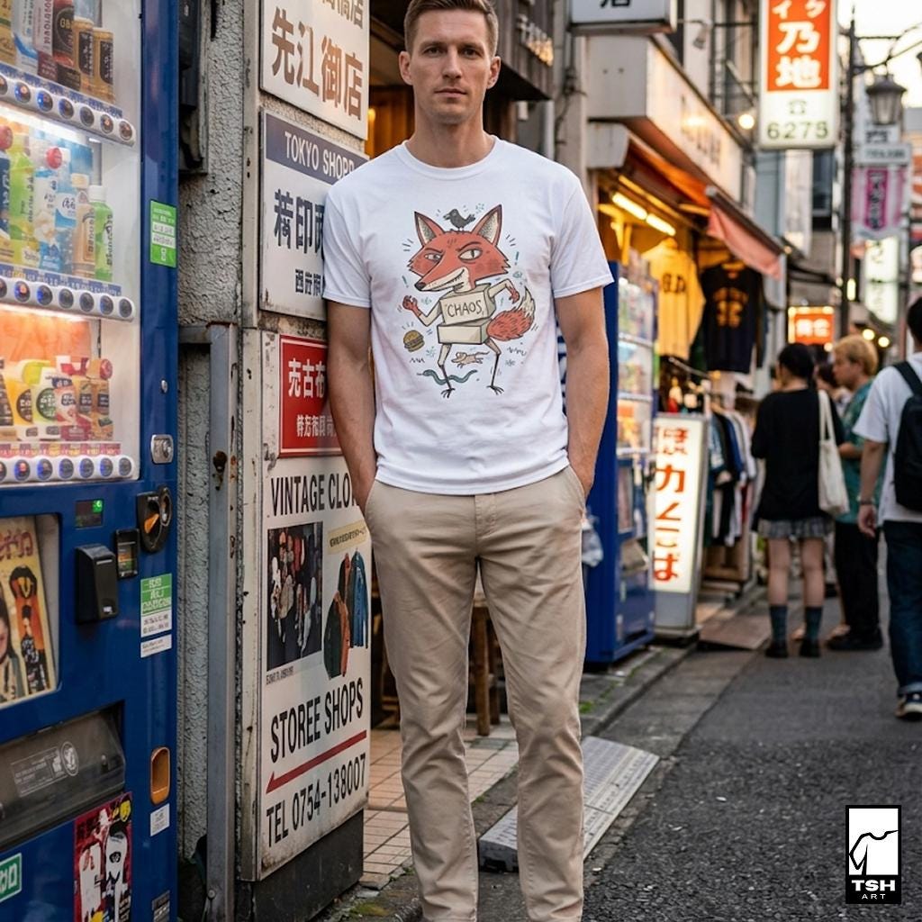 Chaos Fox T-Shirt | Mischievous Fox Illustration, Indie Lowbrow Art Tee
