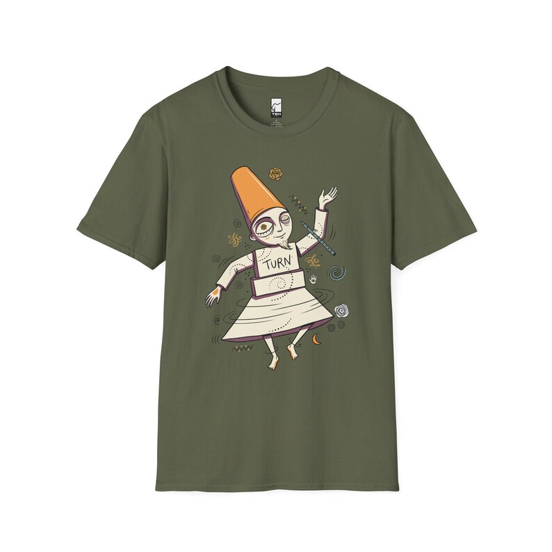 Istanbul Semazen T-Shirt | Sufi Whirling Dervish Graphic Tee, Turkish Culture Unisex Shirt, Istanbul Gift Military Green
