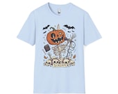 Scream Skeleton Halloween Shirt | Pumpkin Rocker T Shirt | Metal Horror Tee | Retro Fall Concert Top | Gothic Rock Clothes | Unisex Gift