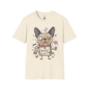 Bougie French Bulldog T-Shirt | Funny Spoiled Dog Mom Graphic Tee Natural