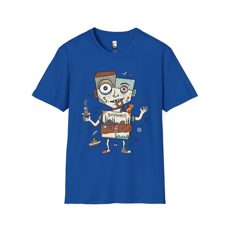 Istanbul Bosphorus Cat Tea Graphic Tee | Turkish Street Cat Unisex Shirt Royal