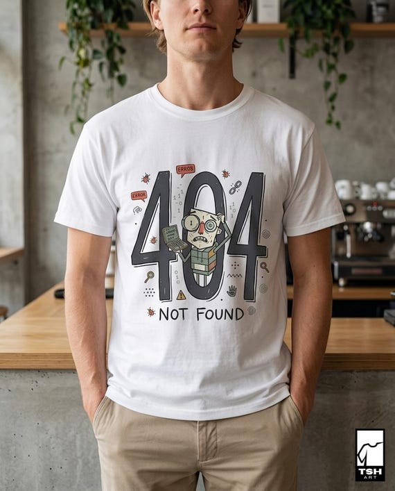 404 Not Found T-Shirt | Funny Developer Error Graphic Tee, Programmer Bug Unisex Shirt, Coder Geek Gift