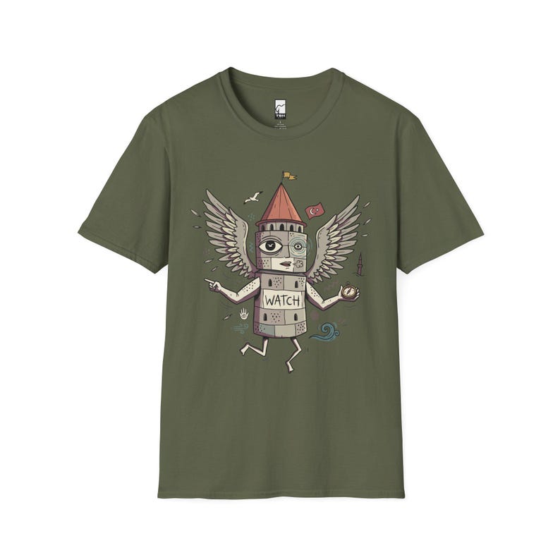 Istanbul T-Shirt | Funny Galata Tower Graphic Tee, Turkish Culture Unisex Shirt, Istanbul Gift Military Green