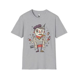 Paris Melancholie T-Shirt | French Ennui Graphic Tee, Parisian Illustration Unisex Shirt Sport Grey