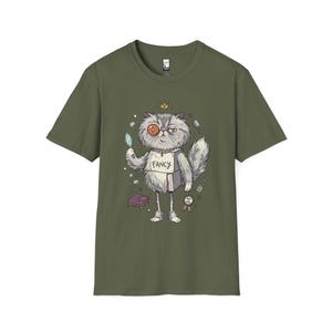 Persian Cat T-Shirt | Bougie Feline Graphic Tee, Cat Royalty Unisex Shirt Military Green