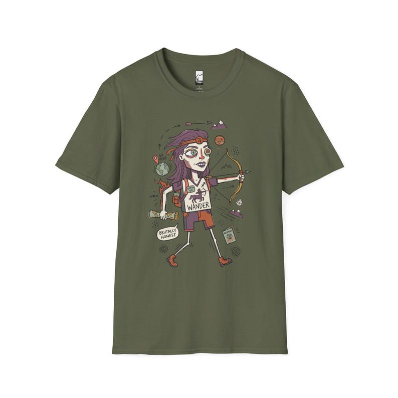 Schütze T-Shirt | Lustiges Sternzeichen Grafik T-Shirt, Fernweh Astrologie Unisex Shirt, Schütze Geburtstagsgeschenk Military Green