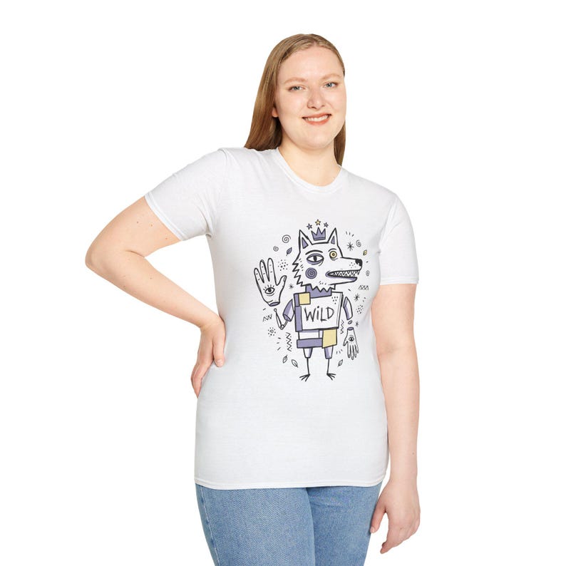 Wild Wolf Graphic Tee | Boho Folk Art, Indie Lowbrow Unisex Shirt image 15