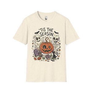 Tis The Season Halloween Shirt | Spooky Ghost T Shirt | Cute Pumpkin Graphic Tee | Retro Horror Fall Top | Gothic Cat Clothes | Unisex Gift Natural