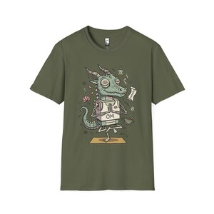 T-shirt yogadraak | Grappig T-shirt OM Namaste, zen-meditatie, uniseks shirt Military Green