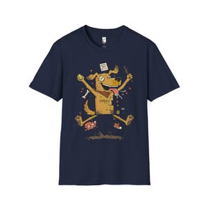 Happy Dog T-Shirt | Funny Good Boy Graphic Tee, Dog Lover Gift Navy