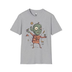Psykedelisk kaktus-t-shirt | Desert Shaman Vision Quest grafisk t-shirt Sport Grey