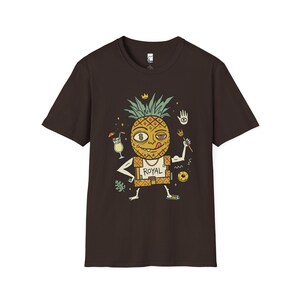 Royal Pineapple King T-Shirt | Funny Tropical Graphic Tee, Hawaiian Vibe Shirt Dark Chocolate