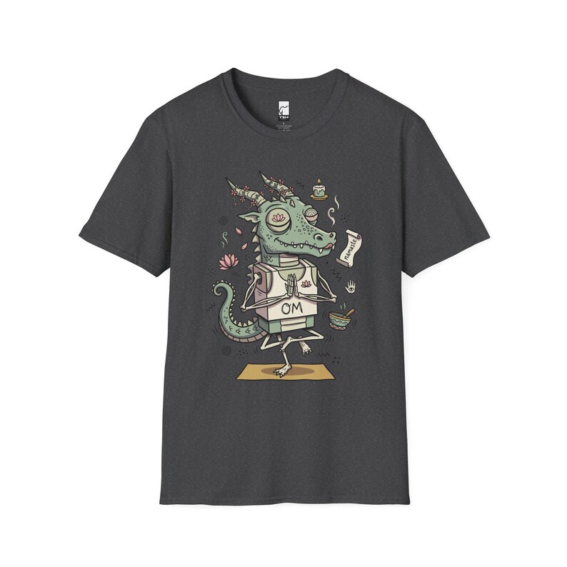 T-shirt yogadraak | Grappig T-shirt OM Namaste, zen-meditatie, uniseks shirt Dark Heather