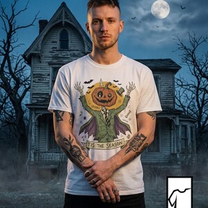 Jack O Lantern Scarecrow Shirt | Spooky Pumpkin Tee | Funny Halloween Graphic Tee | Tis The Season Shirt | Retro Fall Tee | Unisex Gift