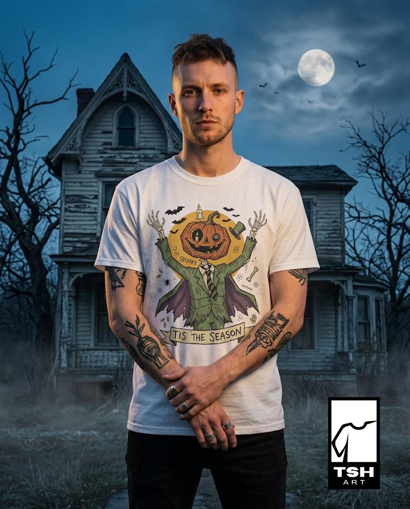 Jack O Lantern Scarecrow Shirt | Spooky Pumpkin Tee | Funny Halloween Graphic Tee | Tis The Season Shirt | Retro Fall Tee | Unisex Gift