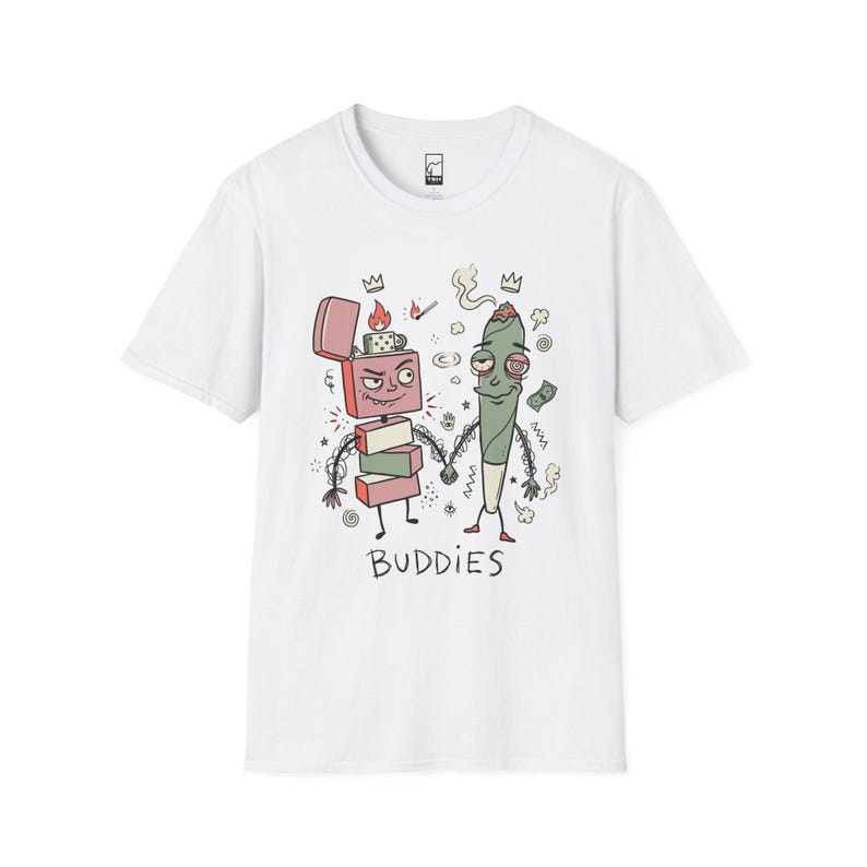 Stoner Buddies T-Shirt | Funny 420 Graphic Tee, Smoke Buddy Unisex Shirt, High Vibes Stoner Gift White