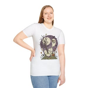 Unisex Graveyard T-Shirt | Spooky Halloween Print | Ghost and Full Moon Graphic Tee | Retro Graveyard T-Shirt image 18