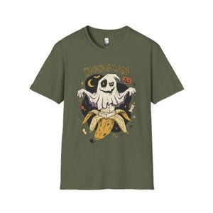 Funny Ghost Banana Shirt | Boonana Halloween T Shirt | Cute Spooky Pun Tee | Pumpkin Moon Graphic Tee | Vintage Halloween Tee | Unisex Gift Military Green