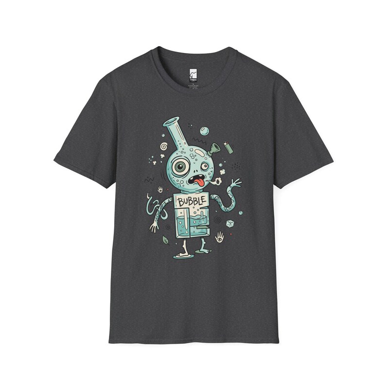 Koszulka Bubble Stoner | Zabawna koszulka z grafiką 420, koszulka unisex z psychodelicznym dymem, prezent dla miłośnika stonerów Dark Heather