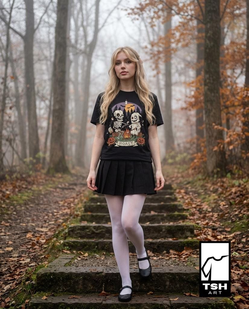 Skeleton Roast Halloween Shirt | Ghost Campfire Tee | Funny Marshmallow T Shirt | Spooky Smores Graphic Tee | Retro Fall Tee | Unisex Gift