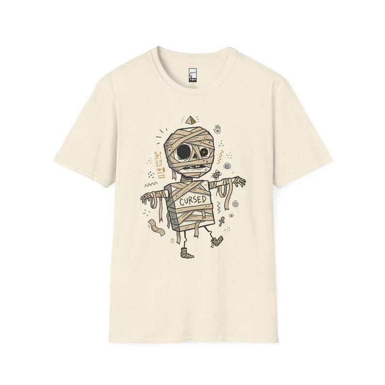 Camiseta de momia / Camiseta gráfica divertida de Halloween con temática egipcia maldita Natural